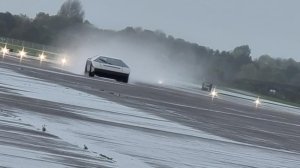 The restored Aston Martin Bulldog undergoing speed testing