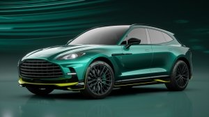 A front 3/4 view of the 2023 Aston Martin DBX707 AMR23 Edition