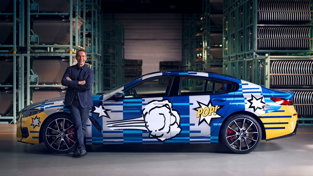 Artist Jeff Koons and his collaboration with BMW, the 8 X Jeff Koons art car.