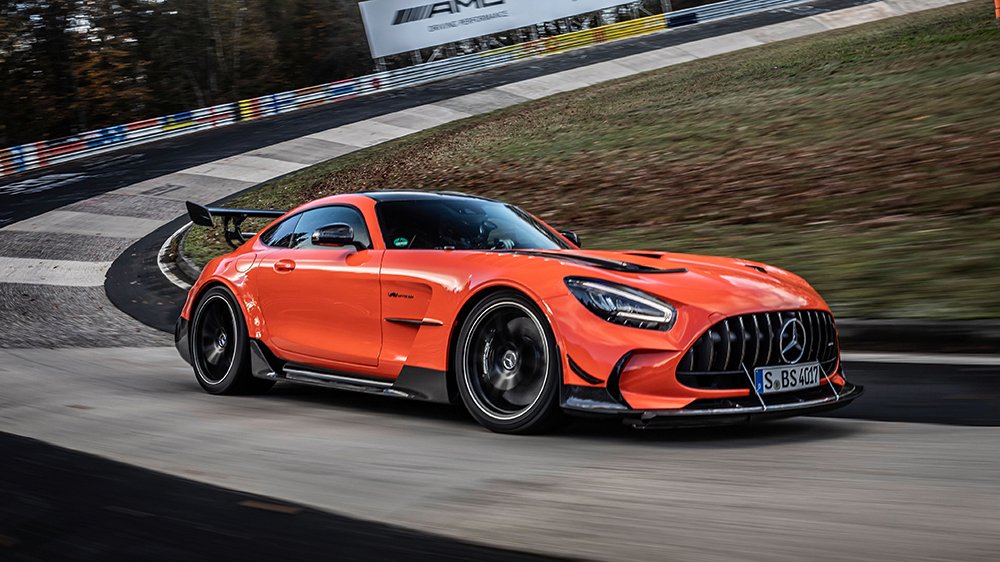 The 2021 Mercedes-AMG GT Black Series circling the Nürburgring Nordschleife earlier this fall