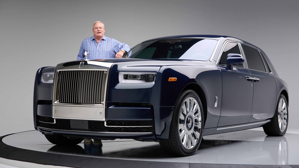 Rolls-Royce customer Jack Boyd Smith Jr. and his bespoke Rolls-Royce Phantom that features Hawaiian Koa wood inside.