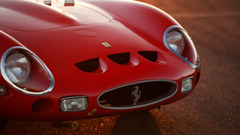 The iconic front end of a Ferrari 250 GTO.