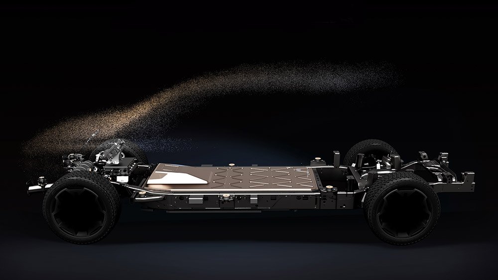 A teaser image of the Ram 1500 EV
