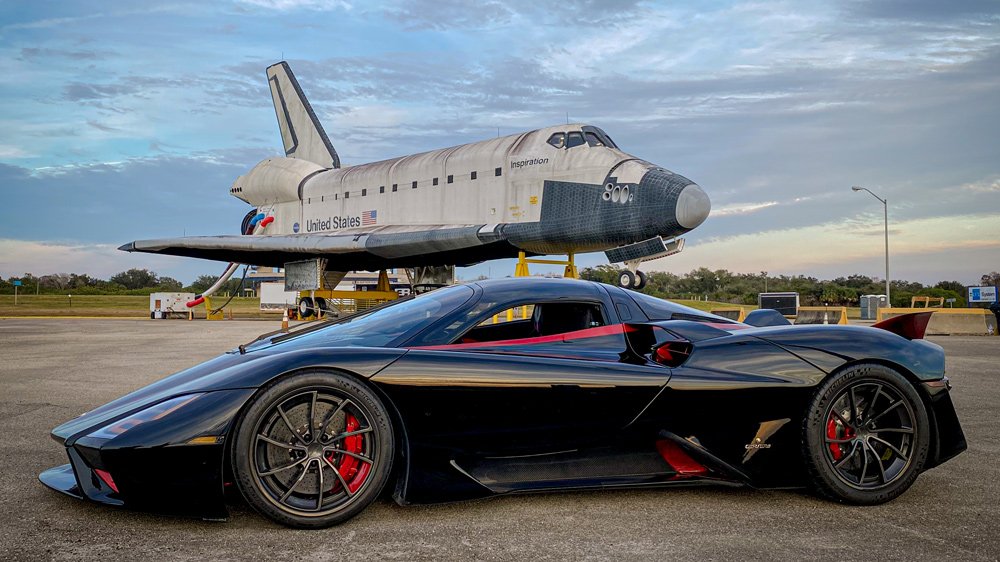 The SSC Tuatara at the Kennedy Space Center’s Johnny Bohmer Proving Grounds.