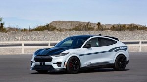 A front 3/4 view of the Shelby Mustang Mach-E GT