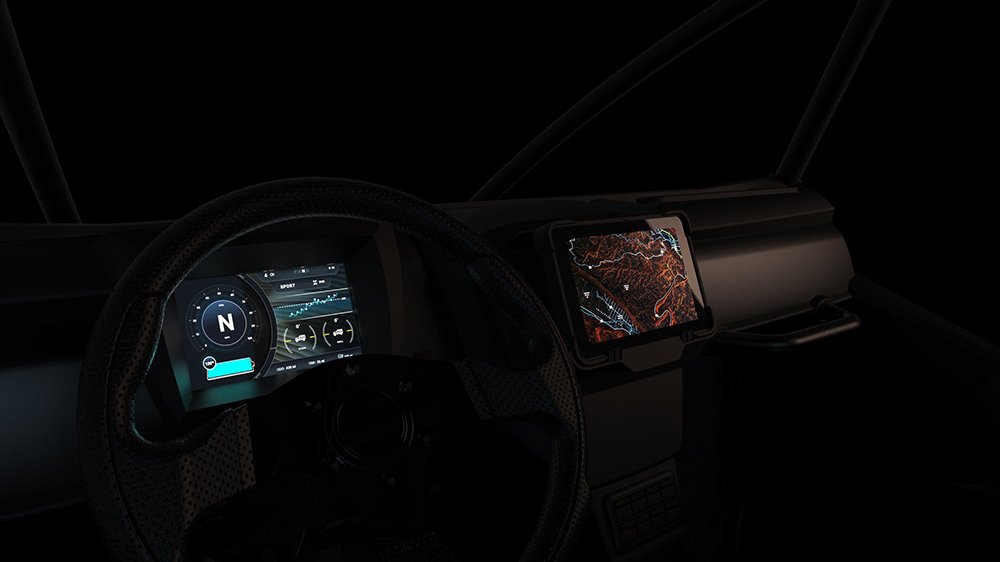 The Volcon Stag's driver's cockpit