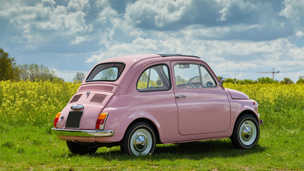An immaculately restored 1974 Fiat Cinquecento.