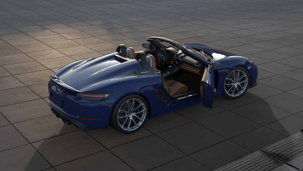 An example of the Porsche 718 Spyder 000 Package in Albert Blue.