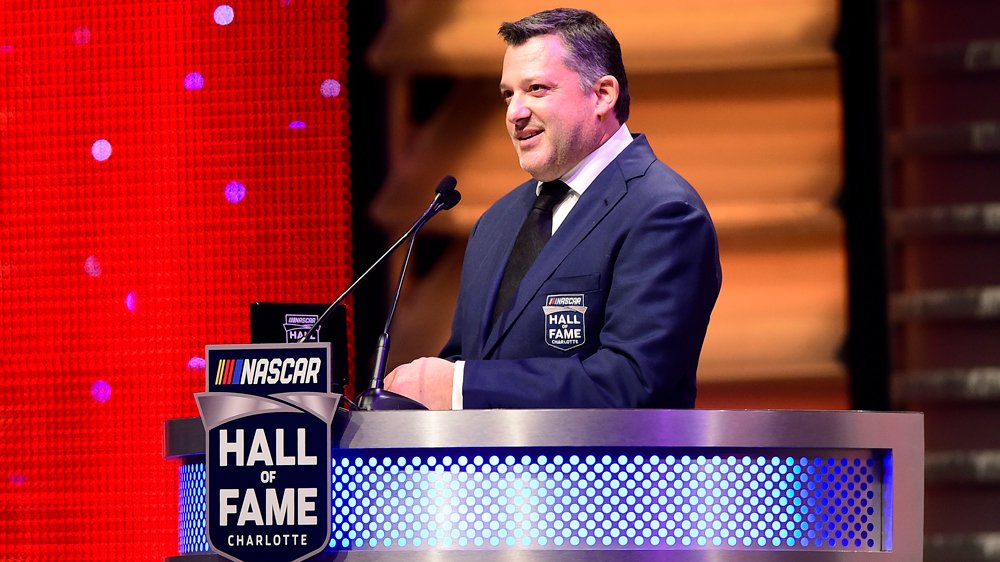 Tony Stewart being inducted into the NASCAR Hall of Fame in 2020.