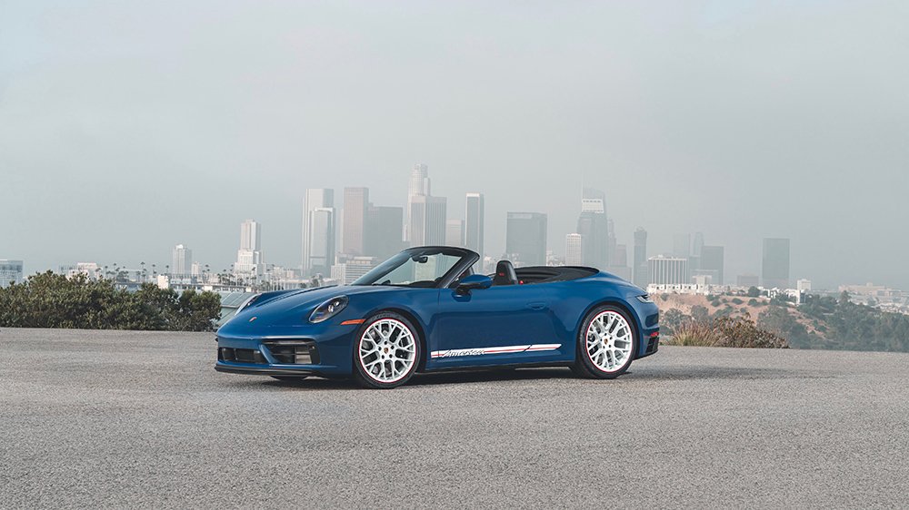 The 2023 Porsche 911 GT3 Cabriolet America from the front