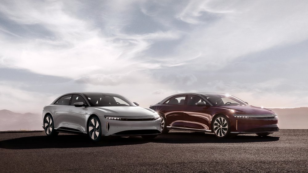 The all-electric Lucid Air Grand Touring and Grand Touring Performance sedans.
