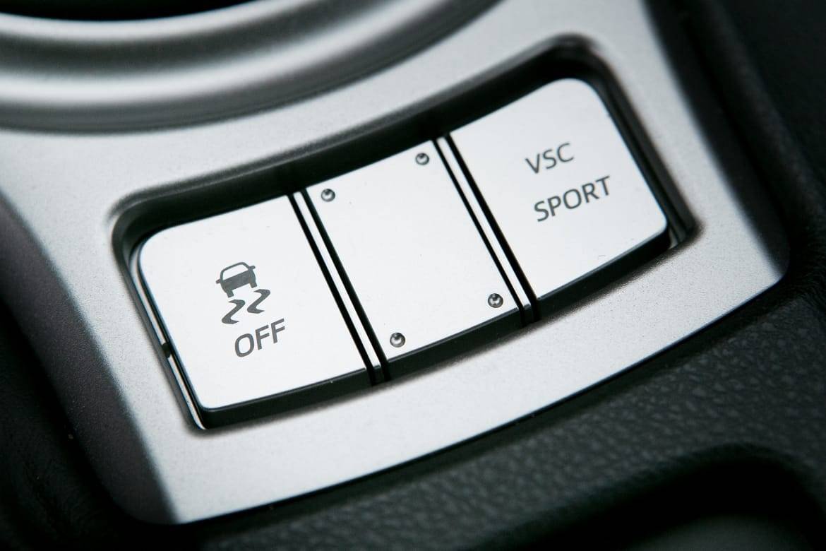 Buttons to turn traction control off and turn VSC Sport Mode on