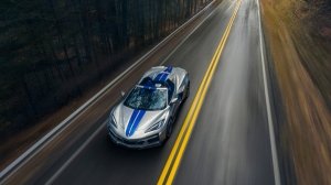 The hybrid Chevrolet Corvette E-Ray on the road.